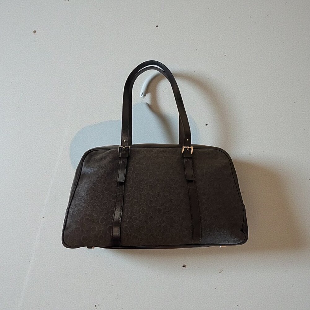 Vintage CELINE Black Macadam Canvas Shoulder Bag
